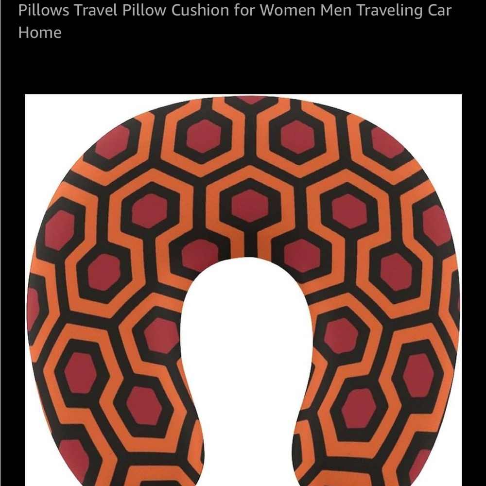 Geometric Orange and Black Travel Pillow